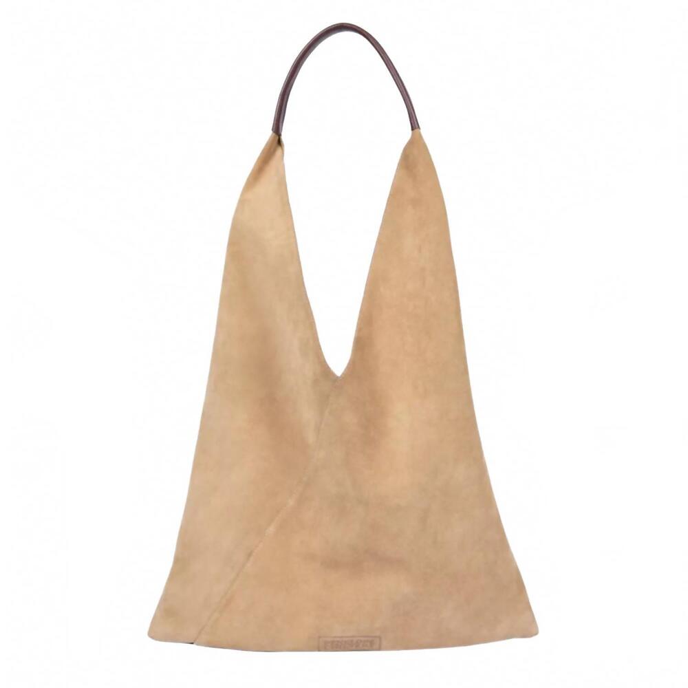 NEW PENELOPE CHILVERS women's triangle suede bag in sand
